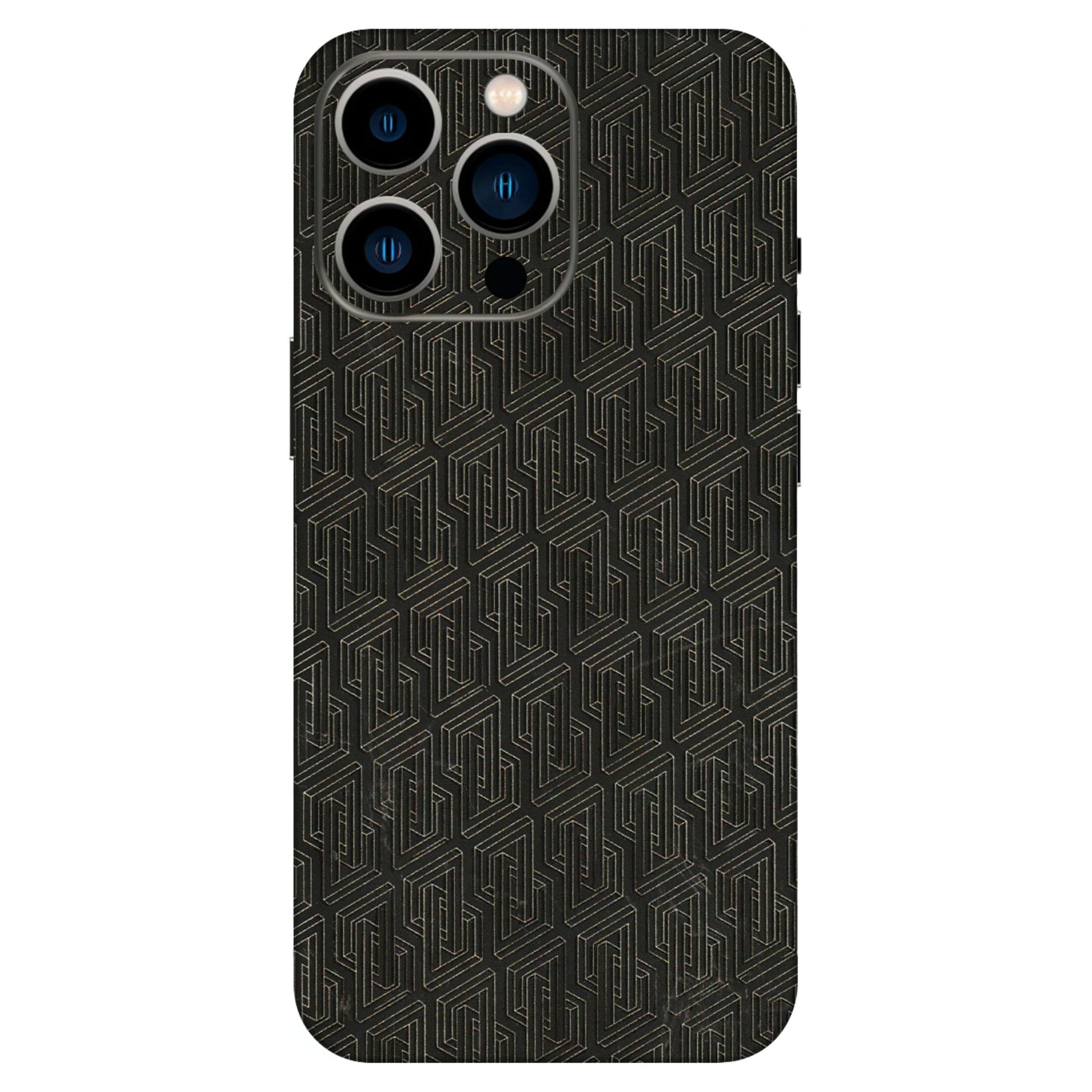 Apple iPhone Skins (All Models) - Black Abstract Pattern - 3D Embossed Finish (L-117) iPhone 13 Pro