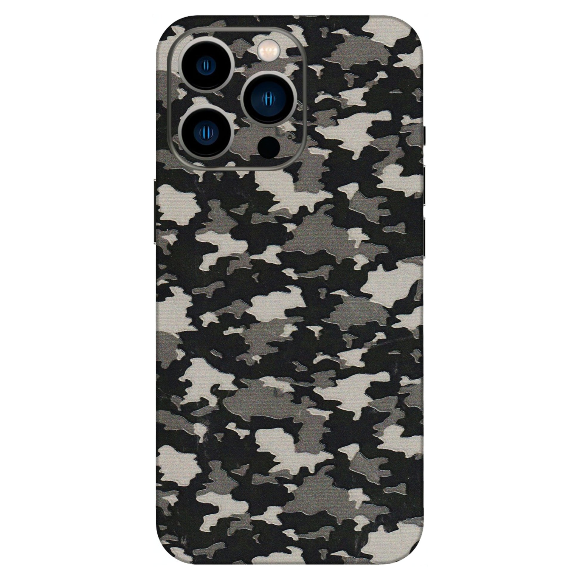 Apple iPhone Skins (All Models) - Black/Grey Camoflaunge - 3D Embossed Finish (L-142) iPhone 13 Pro