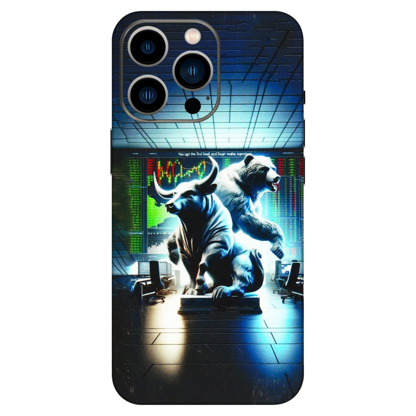 Apple iPhone Skins (All Models) - Stock Market Sensex Bear vs Bulls - 3D Embossed Finish (L-15) iPhone 13 Pro