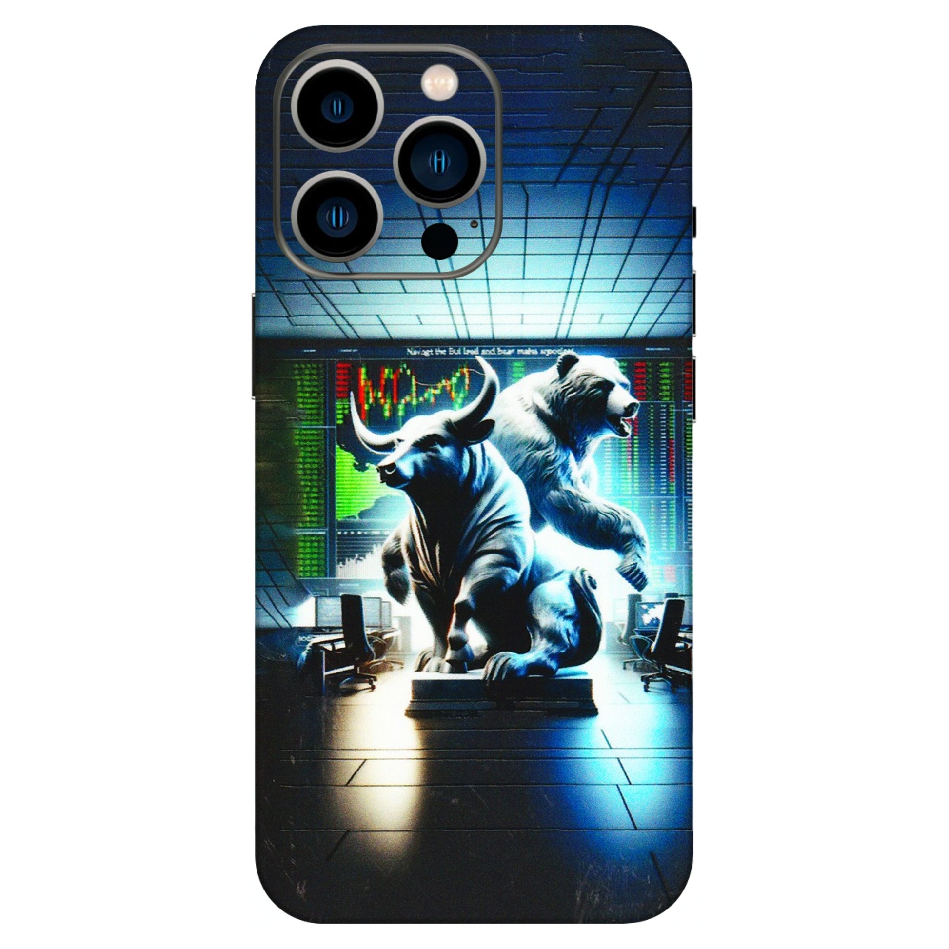 Apple iPhone Skins (All Models) - Stock Market Sensex Bear vs Bulls - 3D Embossed Finish (L-15) iPhone 13 Pro