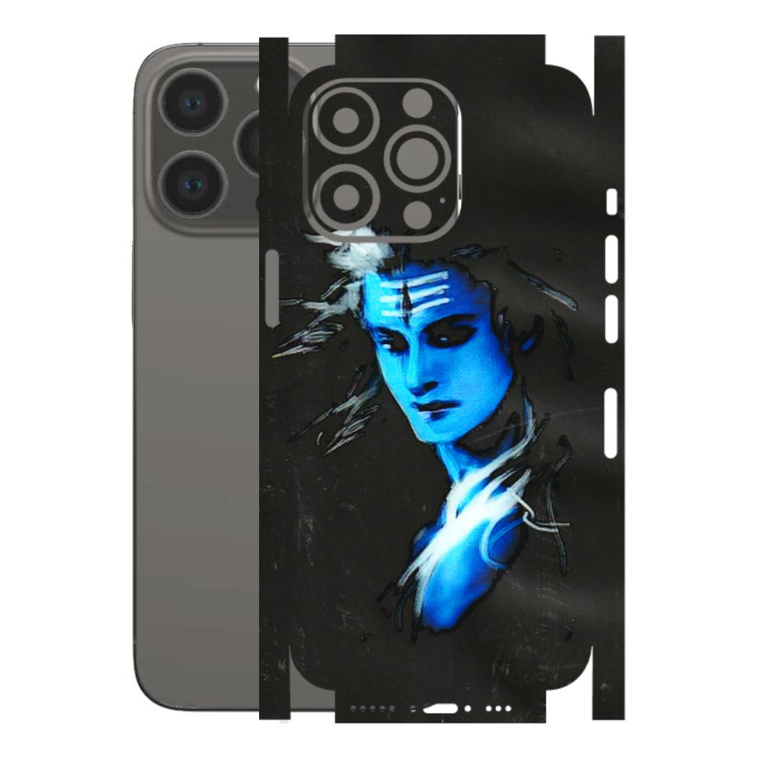 Apple iPhone Skins (All Models) - Har Har Mahadev Blue/Black - 3D Embossed Finish (L-185) iPhone 13 Pro