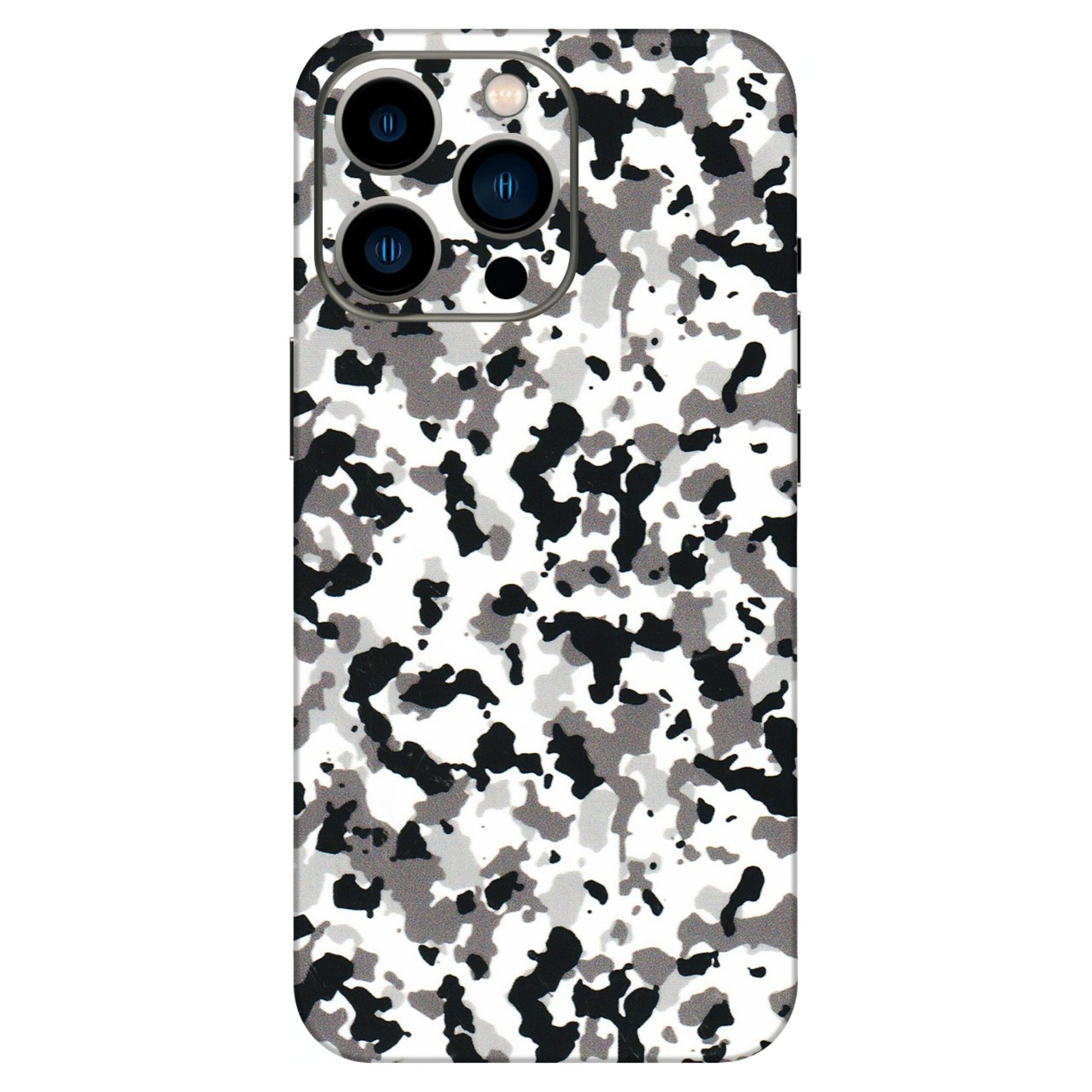 Apple iPhone Skins (All Models) - White Black Camouflage - 3D Embossed Finish (L-18) iPhone 13 Pro