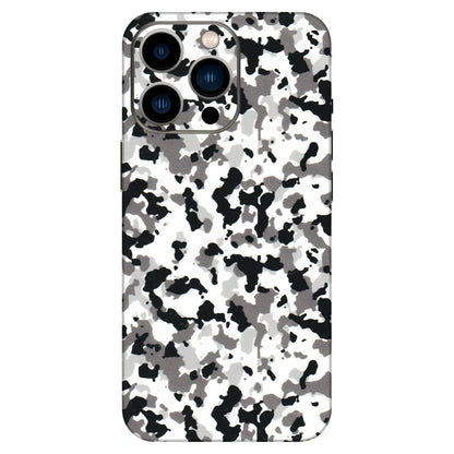 Apple iPhone Skins (All Models) - White Black Camouflage - 3D Embossed Finish (L-18) iPhone 13 Pro