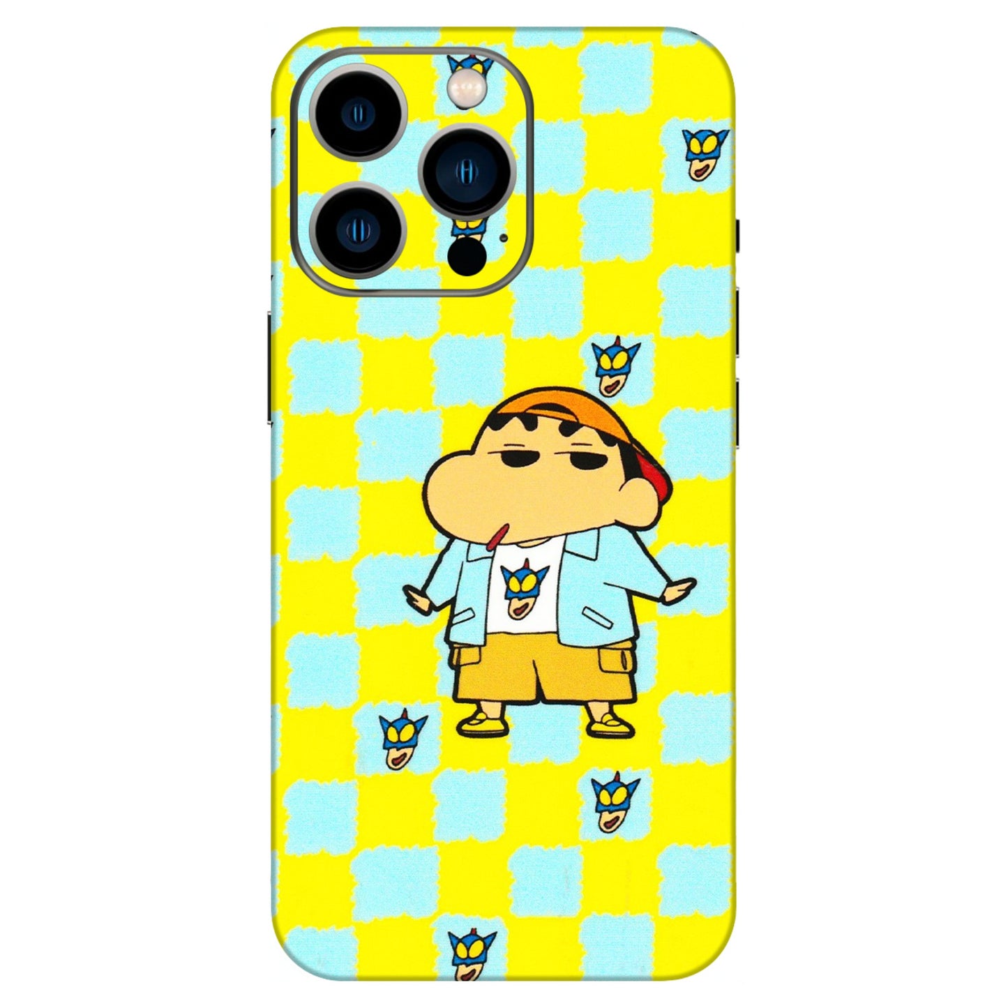 Apple iPhone Skins (All Models) - Yellow Blue Shinchan Cute - 3D Embossed Finish (L-221) iPhone 13 Pro