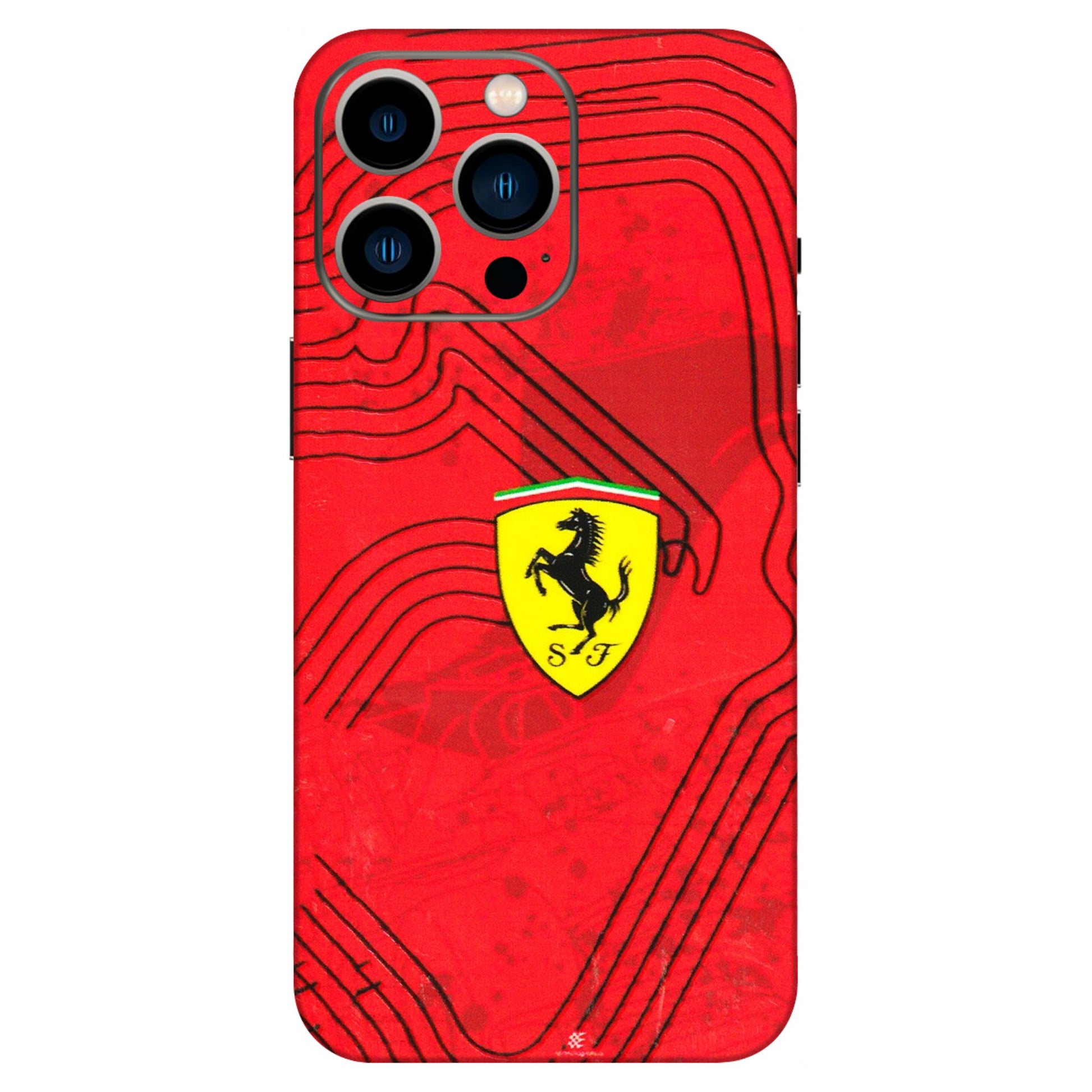 Apple iPhone Skins (All Models) - Red Ferrari Logo Stylish - 3D Embossed Finish (L-238) iPhone 13 Pro