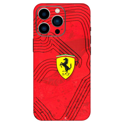 Apple iPhone Skins (All Models) - Red Ferrari Logo Stylish - 3D Embossed Finish (L-238) iPhone 13 Pro