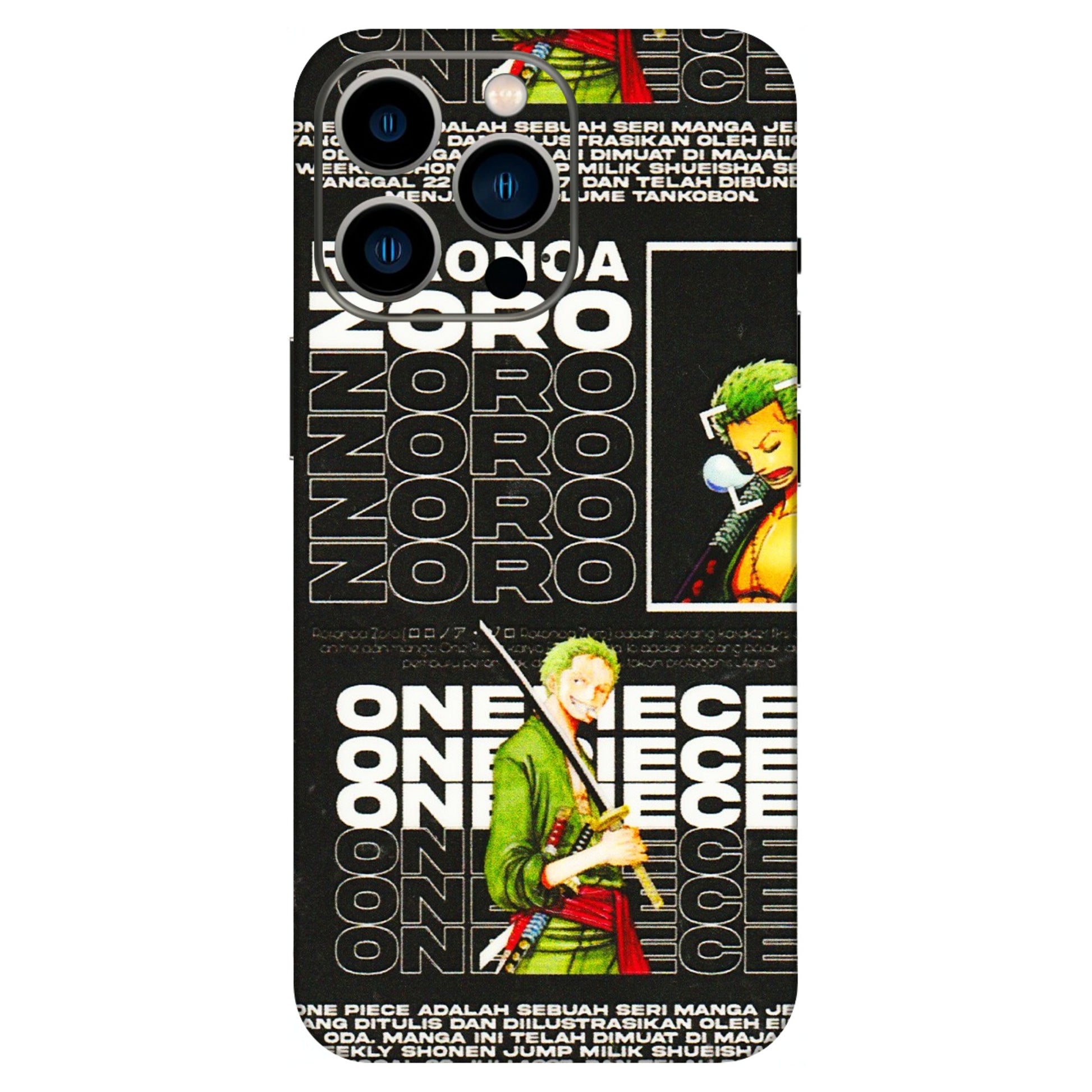 Apple iPhone Skins (All Models) - One Piece Zoro - 3D Embossed Finish (L-250) iPhone 13 Pro