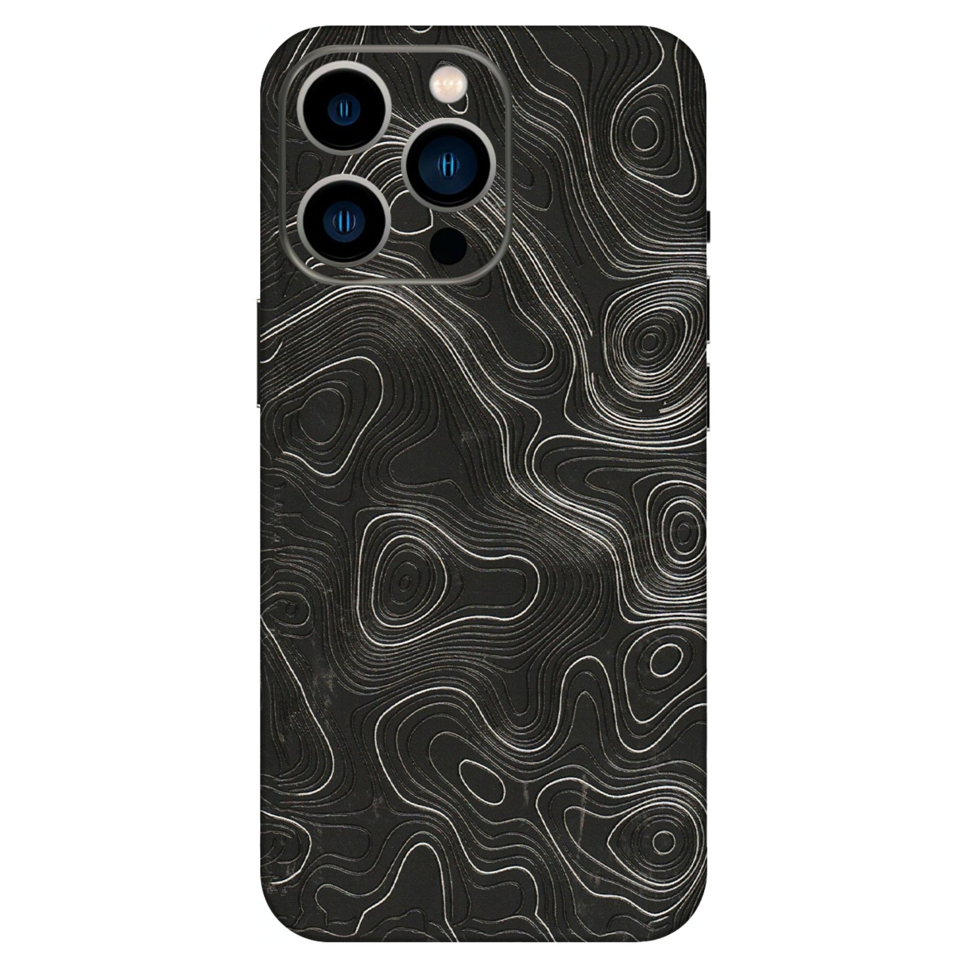 Apple iPhone Skins (All Models) - Abstract White Line Map - 3D Embossed Finish (L-269) iPhone 13 Pro