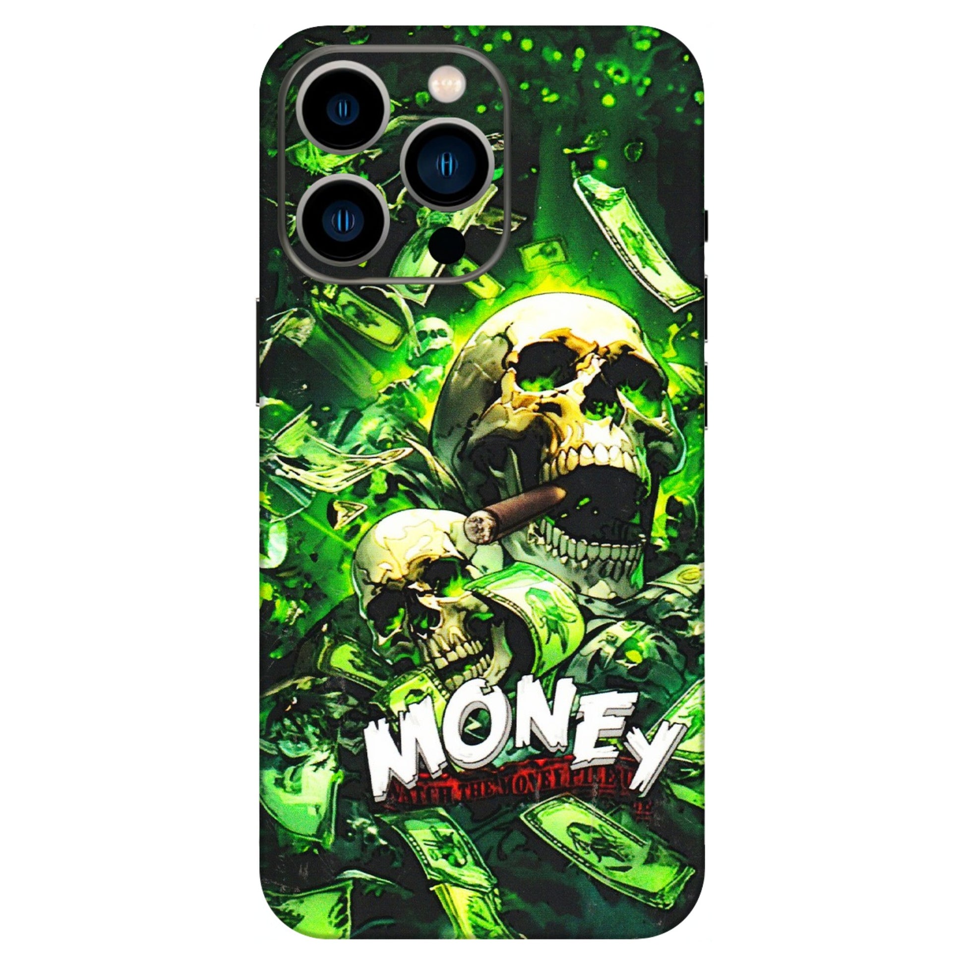 Apple iPhone Skins (All Models) - Skull Money - 3D Embossed Finish (L-303) iPhone 13 Pro