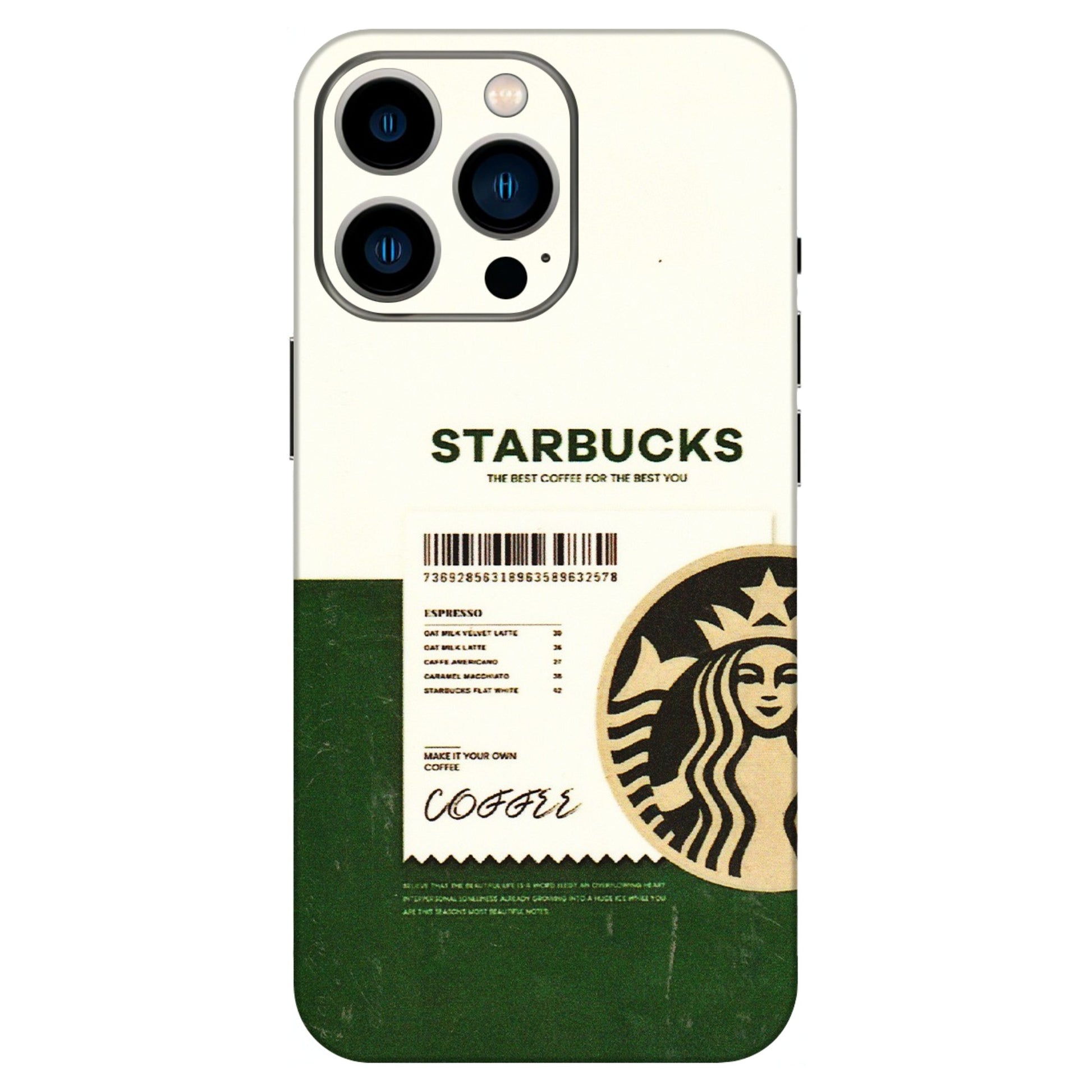 Apple iPhone Skins (All Models) - Starbucks Barcode - 3D Embossed Finish (L-308) iPhone 13 Pro