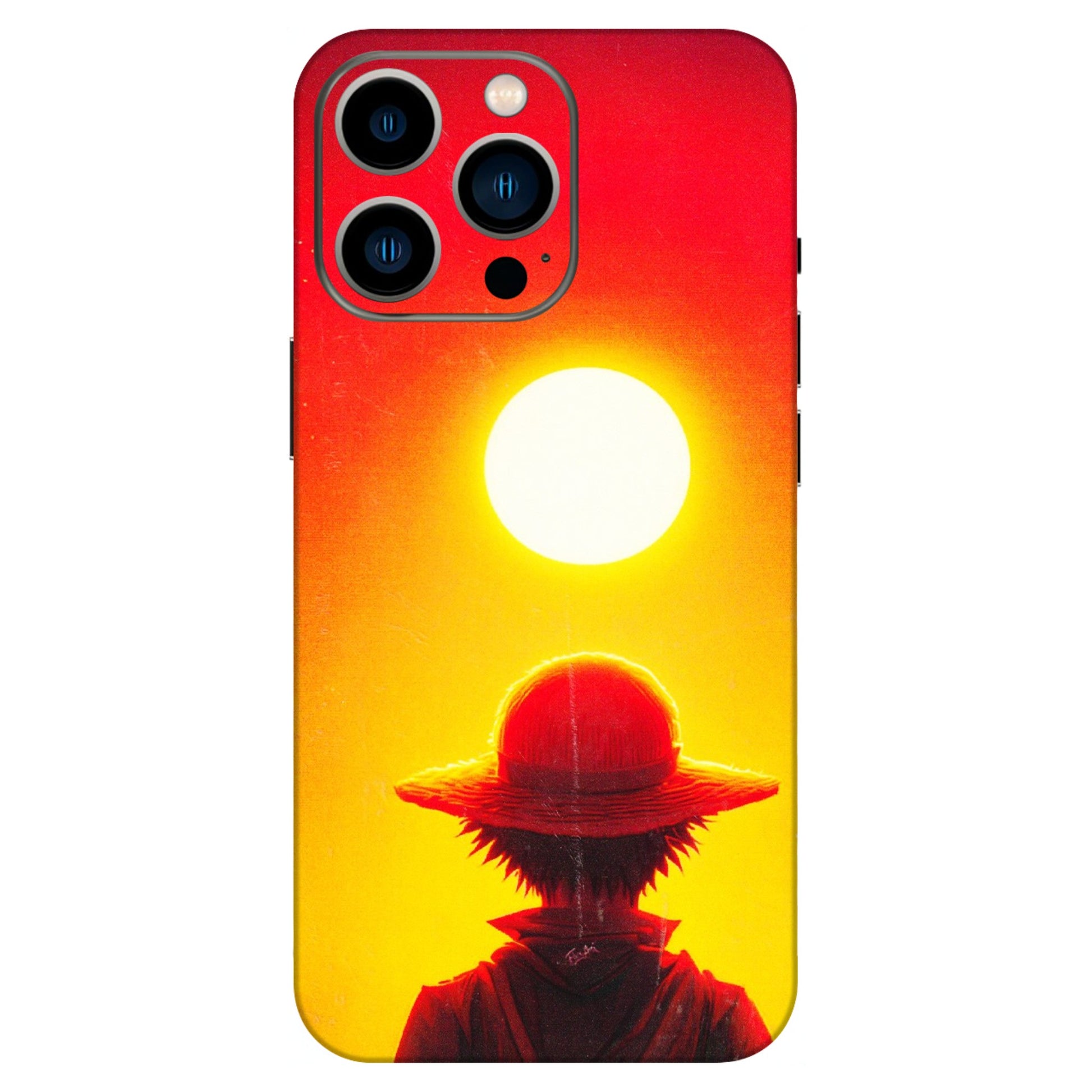 Apple iPhone Skins (All Models) - Cool Sunset With Monkey D.Luffy Anime - 3D Embossed Finish (L-329) iPhone 13 Pro