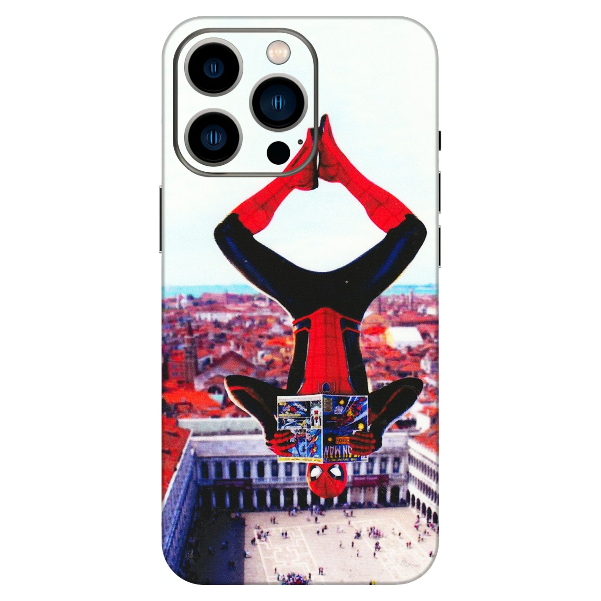 Apple iPhone Skins (All Models) - Spiderman Hanging - 3D Embossed Finish (L-53) iPhone 13 Pro