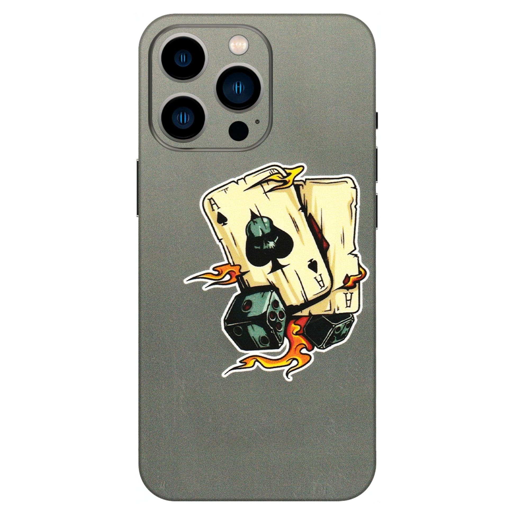 Apple iPhone Skins (All Models) - Grey Cards Of Ace - 3D Embossed Finish (L-77) iPhone 13 Pro