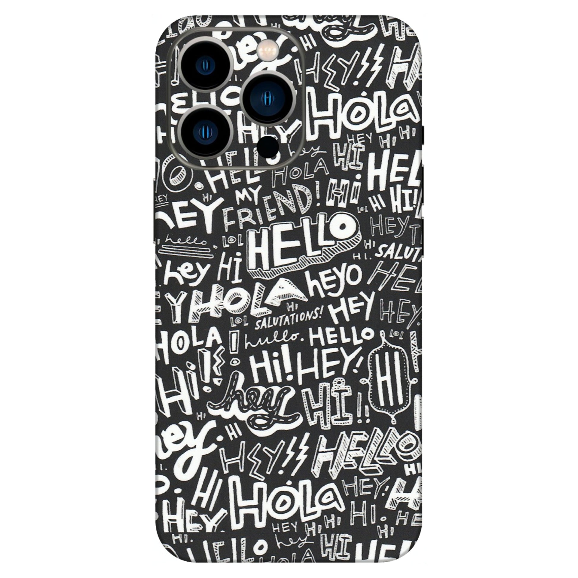 Apple iPhone Skins (All Models) - Hi Hello Doodles - Matte Finish (M-25) iPhone 13 Pro