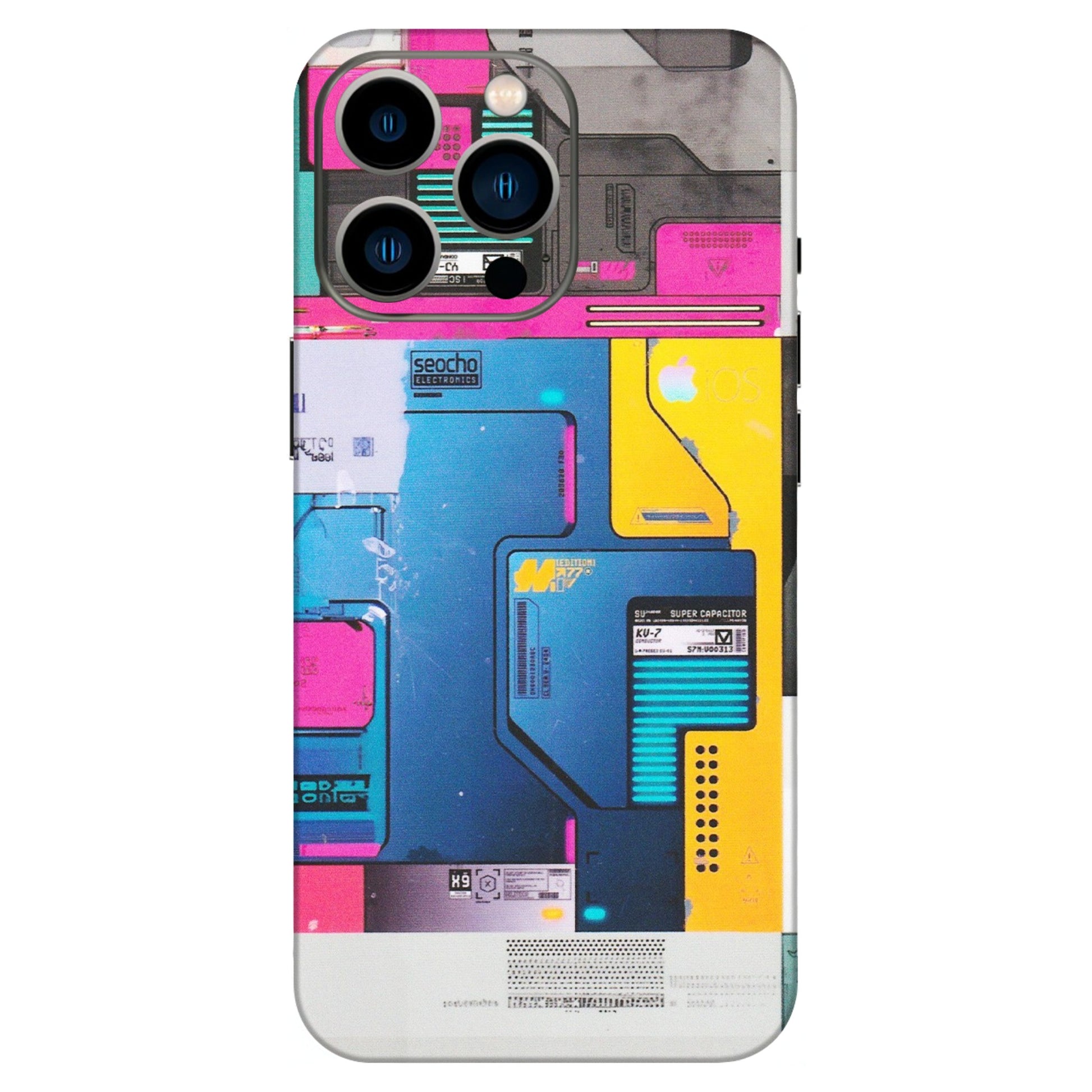 Apple iPhone Skins (All Models) - Colourfull Motherboard Internals - Matte Finish (M-55) iPhone 13 Pro