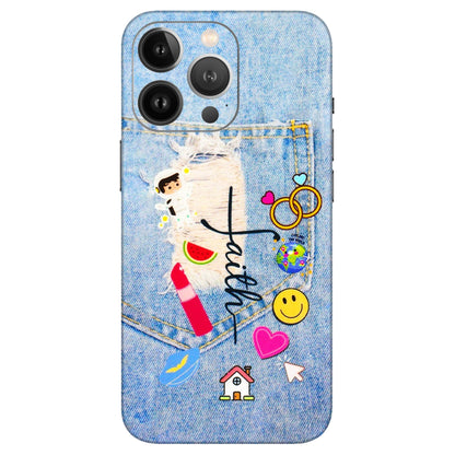 Apple iPhone Skins (All Models) - Denim Jeans Pocket - 3D Embossed Finish (L-134) iPhone 13 Pro Max