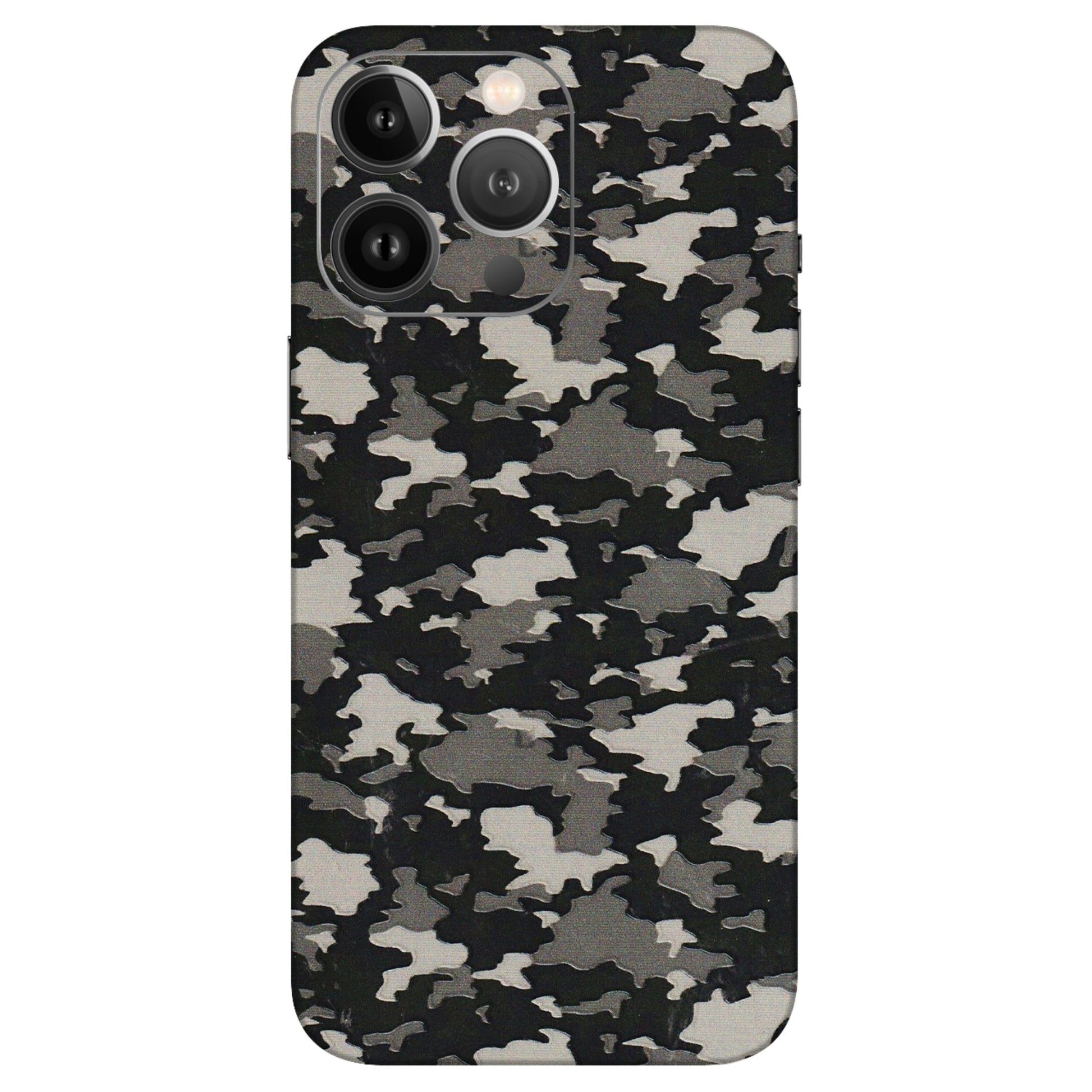 Apple iPhone Skins (All Models) - Black/Grey Camoflaunge - 3D Embossed Finish (L-142) iPhone 13 Pro Max
