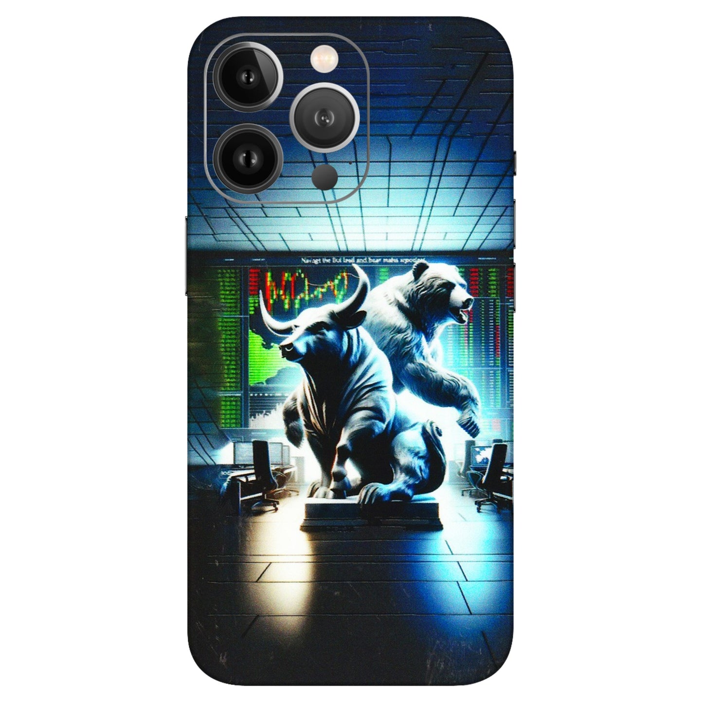 Apple iPhone Skins (All Models) - Stock Market Sensex Bear vs Bulls - 3D Embossed Finish (L-15) iPhone 13 Pro Max