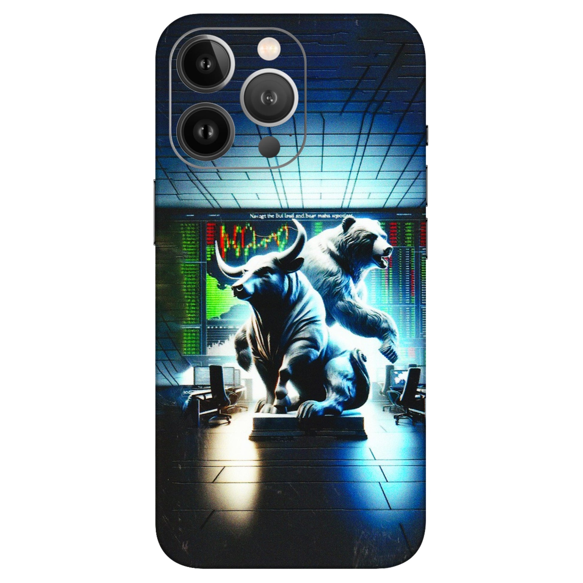 Apple iPhone Skins (All Models) - Stock Market Sensex Bear vs Bulls - 3D Embossed Finish (L-15) iPhone 13 Pro Max