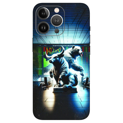 Apple iPhone Skins (All Models) - Stock Market Sensex Bear vs Bulls - 3D Embossed Finish (L-15) iPhone 13 Pro Max