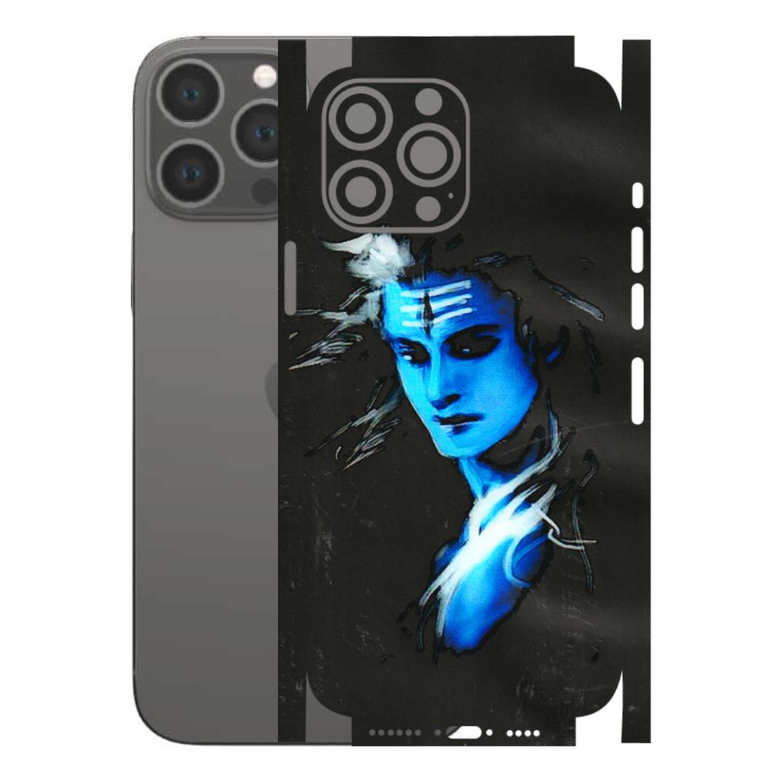 Apple iPhone Skins (All Models) - Har Har Mahadev Blue/Black - 3D Embossed Finish (L-185) iPhone 13 Pro Max