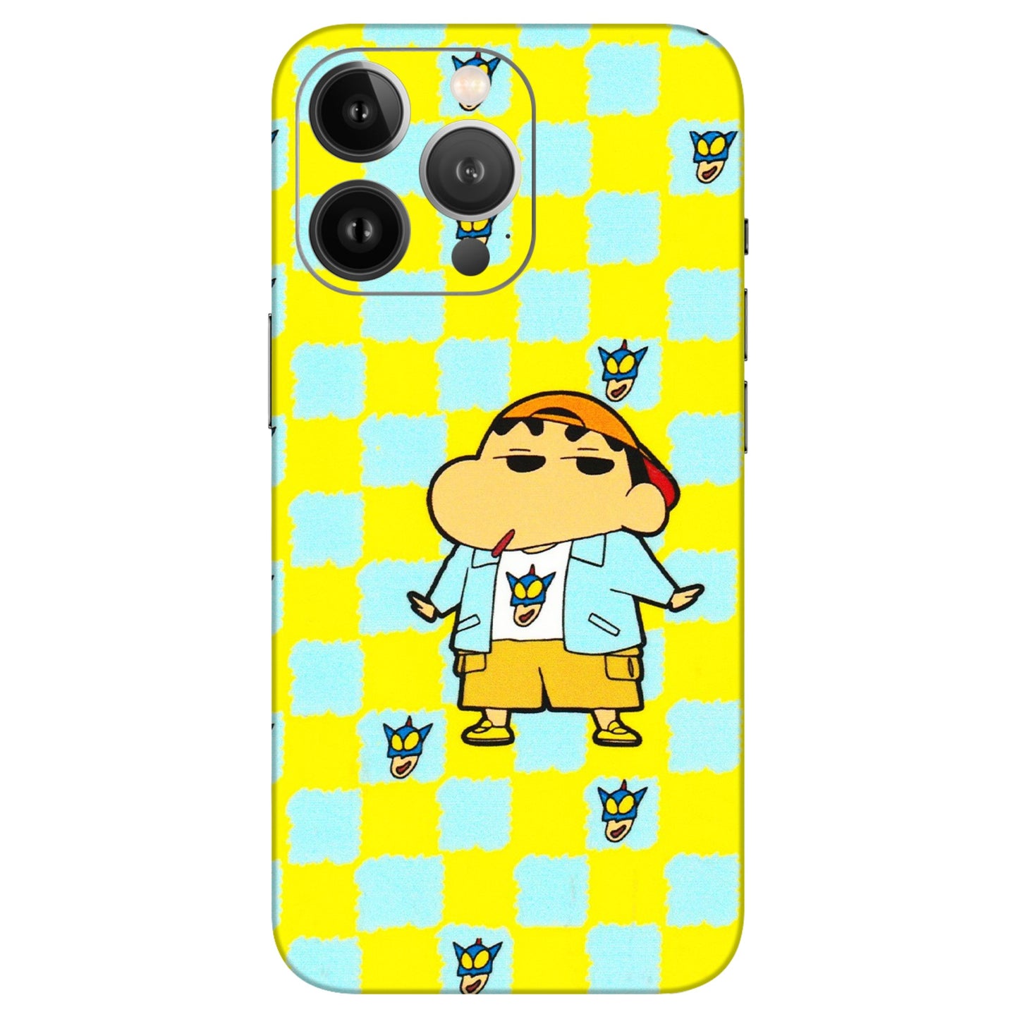 Apple iPhone Skins (All Models) - Yellow Blue Shinchan Cute - 3D Embossed Finish (L-221) iPhone 13 Pro Max