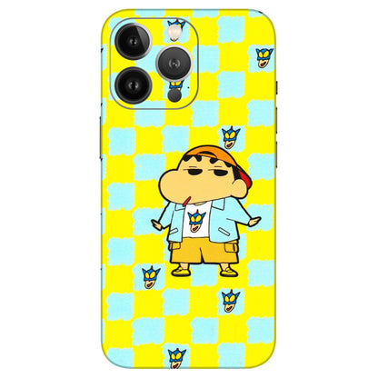Apple iPhone Skins (All Models) - Yellow Blue Shinchan Cute - 3D Embossed Finish (L-221) iPhone 13 Pro Max