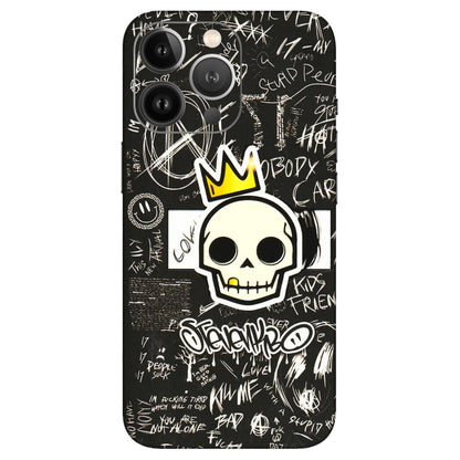 Apple iPhone Skins (All Models) - Funny Skull Black Chalk Grafitti - 3D Embossed Finish (L-22) iPhone 13 Pro Max