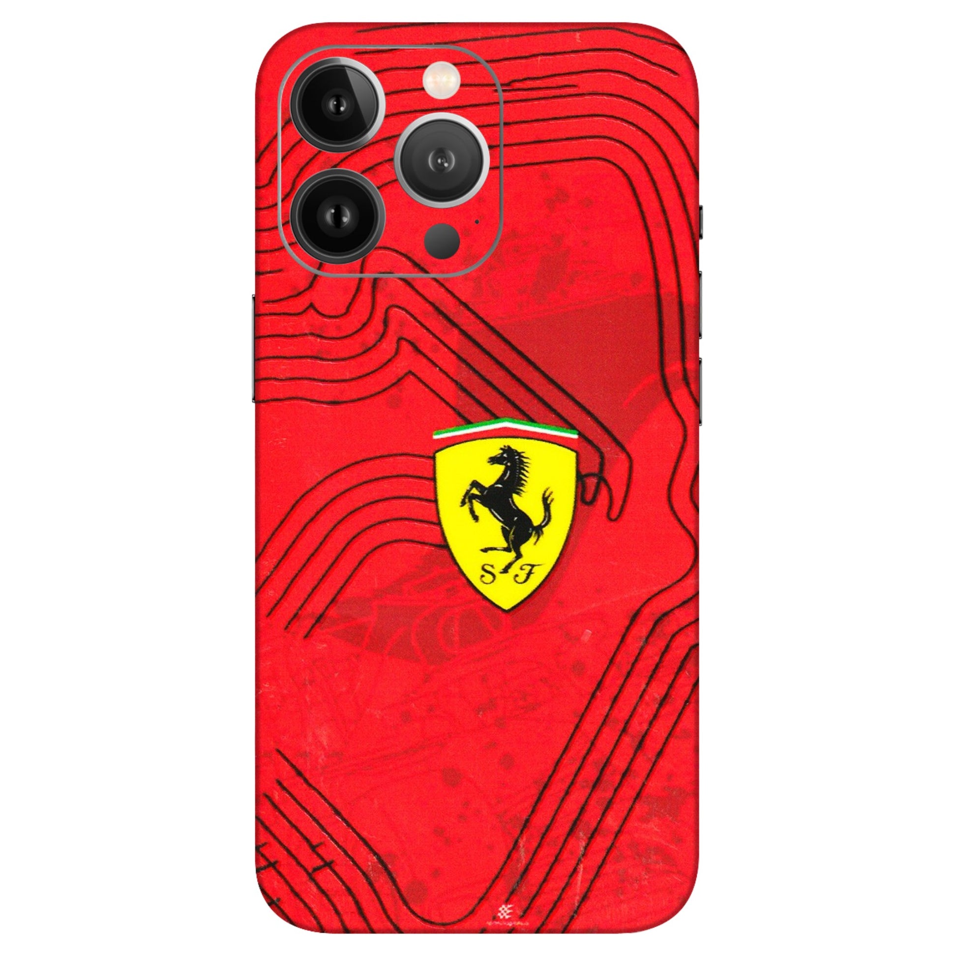 Apple iPhone Skins (All Models) - Red Ferrari Logo Stylish - 3D Embossed Finish (L-238) iPhone 13 Pro Max