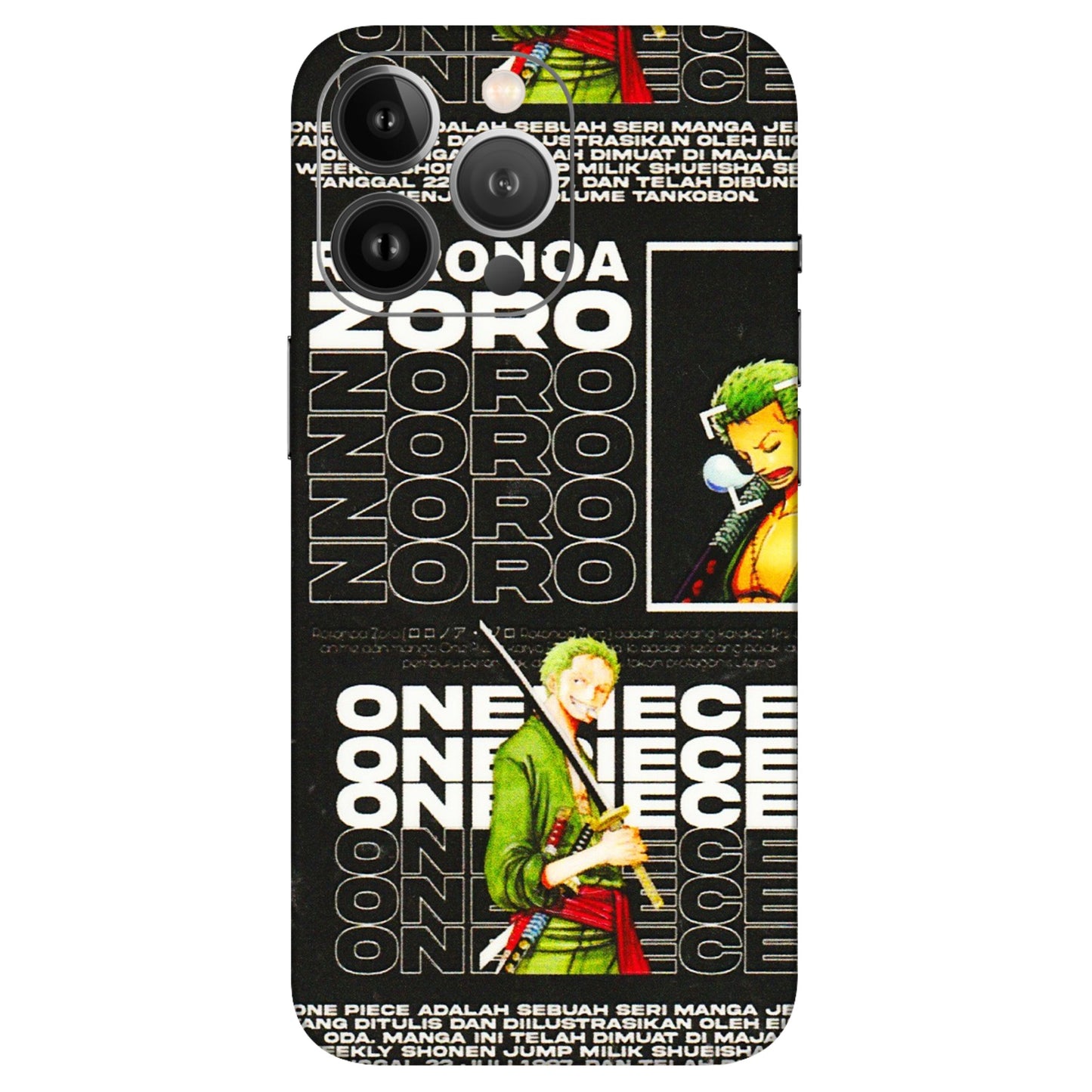 Apple iPhone Skins (All Models) - One Piece Zoro - 3D Embossed Finish (L-250) iPhone 13 Pro Max