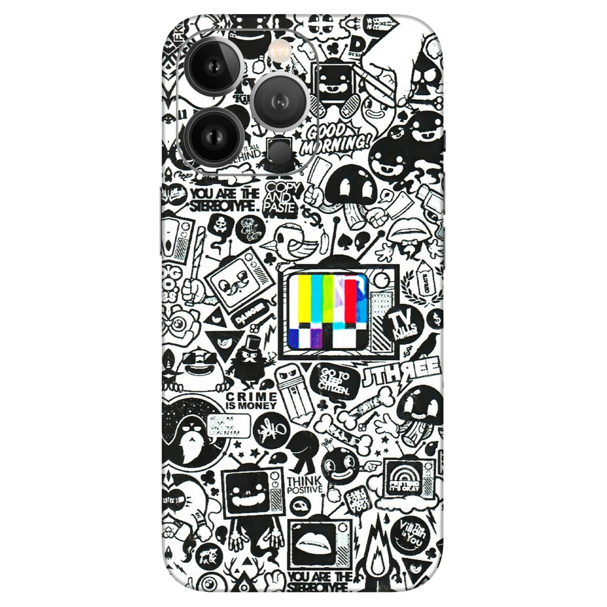 Apple iPhone Skins (All Models) - Doodles Positive Art - 3D Embossed Finish (L-263) iPhone 13 Pro Max