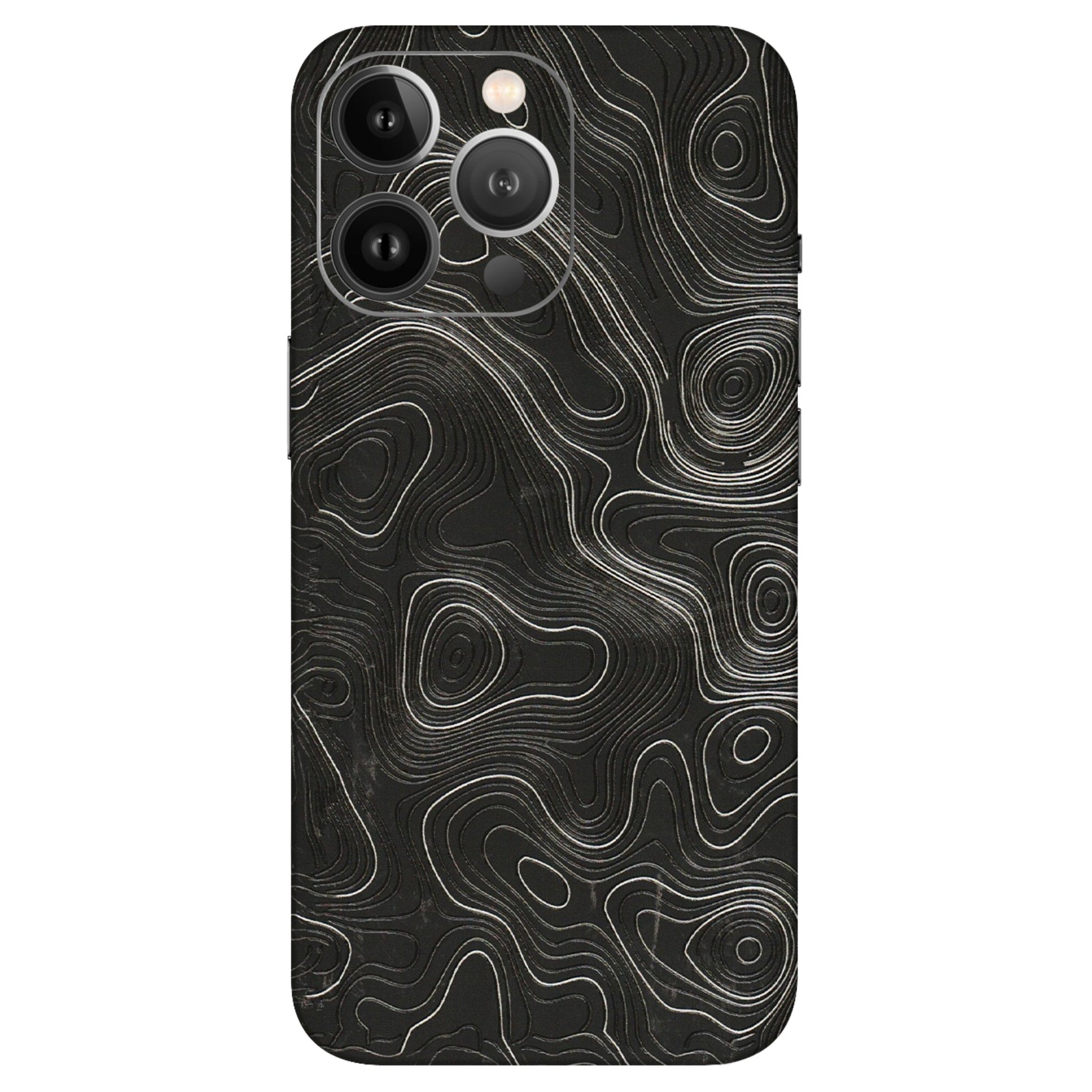 Apple iPhone Skins (All Models) - Abstract White Line Map - 3D Embossed Finish (L-269) iPhone 13 Pro Max