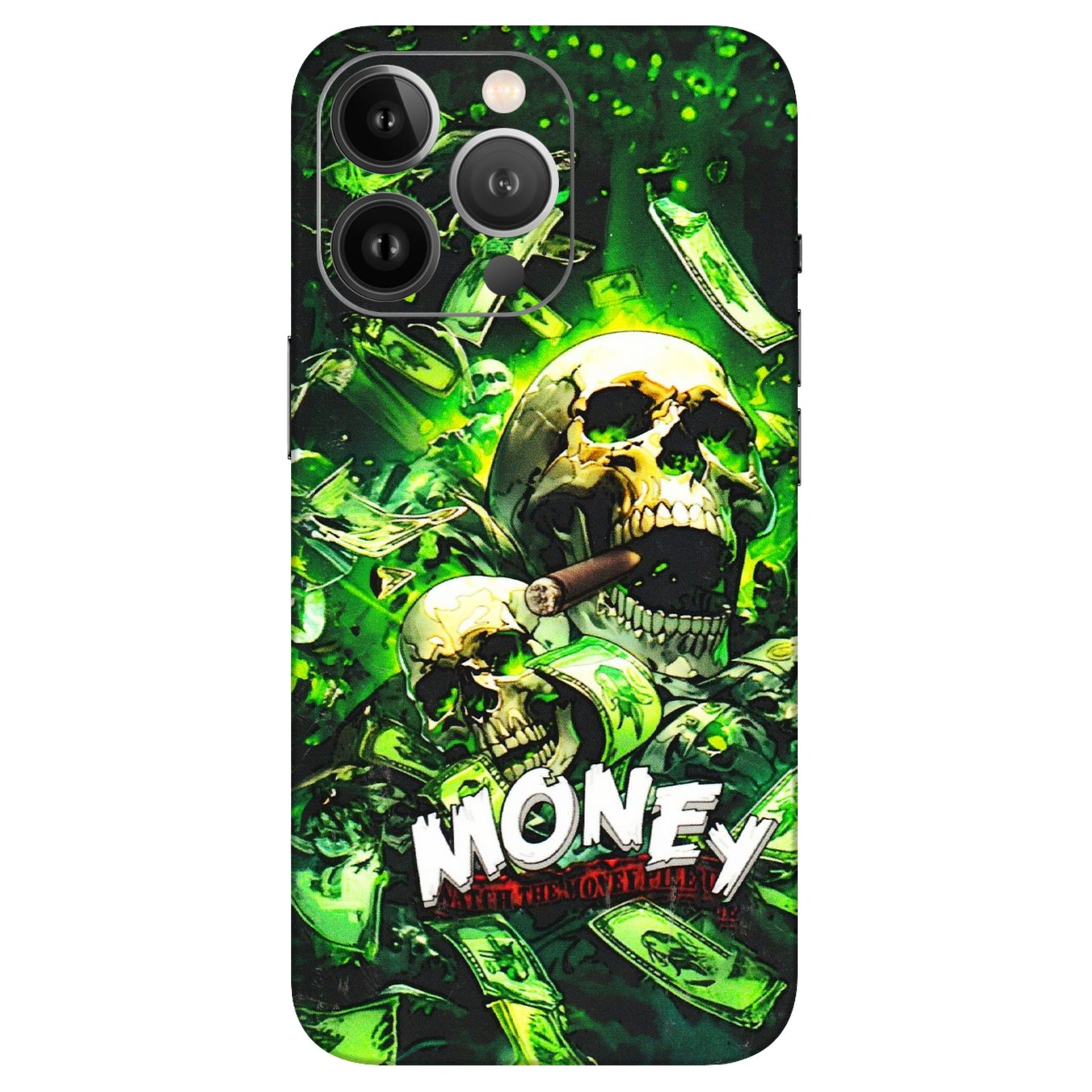 Apple iPhone Skins (All Models) - Skull Money - 3D Embossed Finish (L-303) iPhone 13 Pro Max