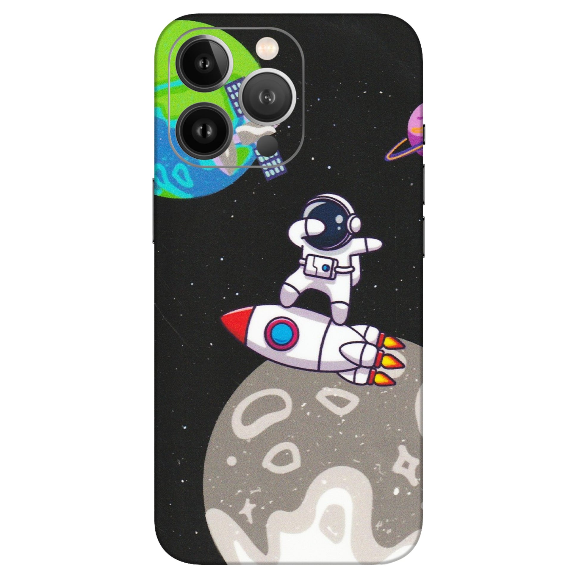 Apple iPhone Skins (All Models) - Astronaut Vibing Toon Running - Matte Finish (M-39) iPhone 13 Pro Max