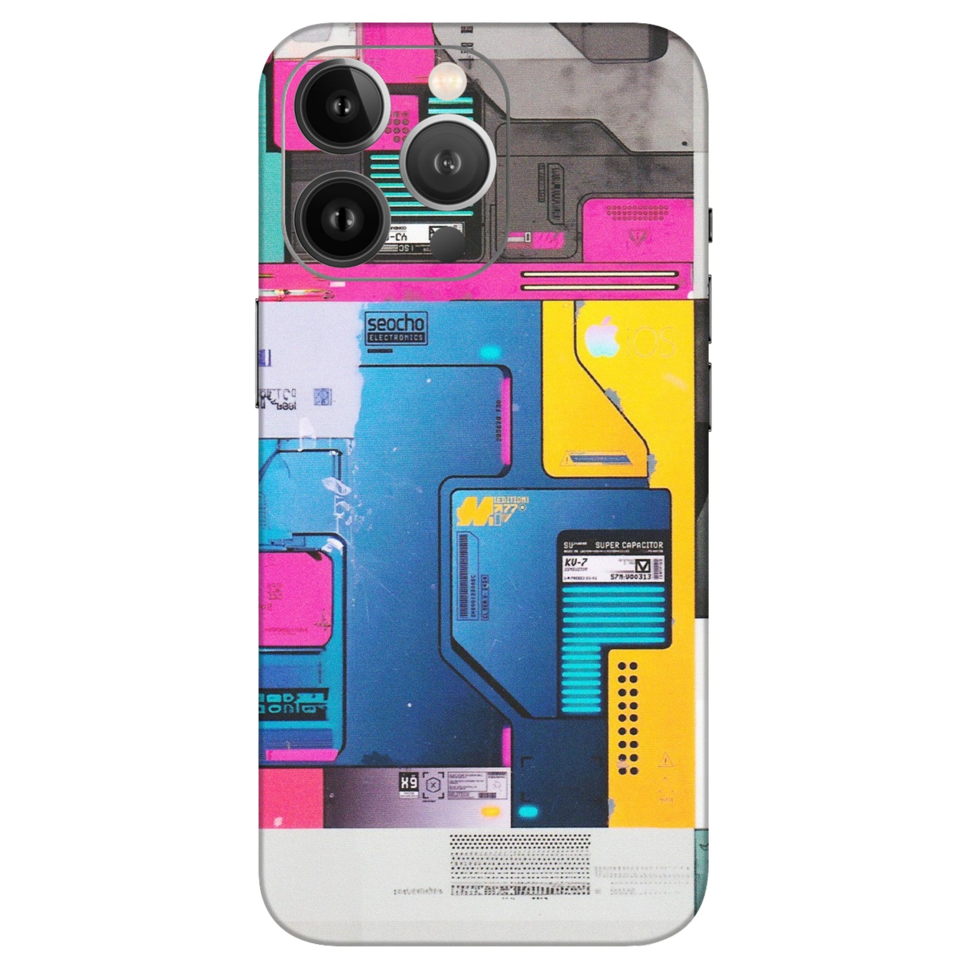 Apple iPhone Skins (All Models) - Colourfull Motherboard Internals - Matte Finish (M-55) iPhone 13 Pro Max
