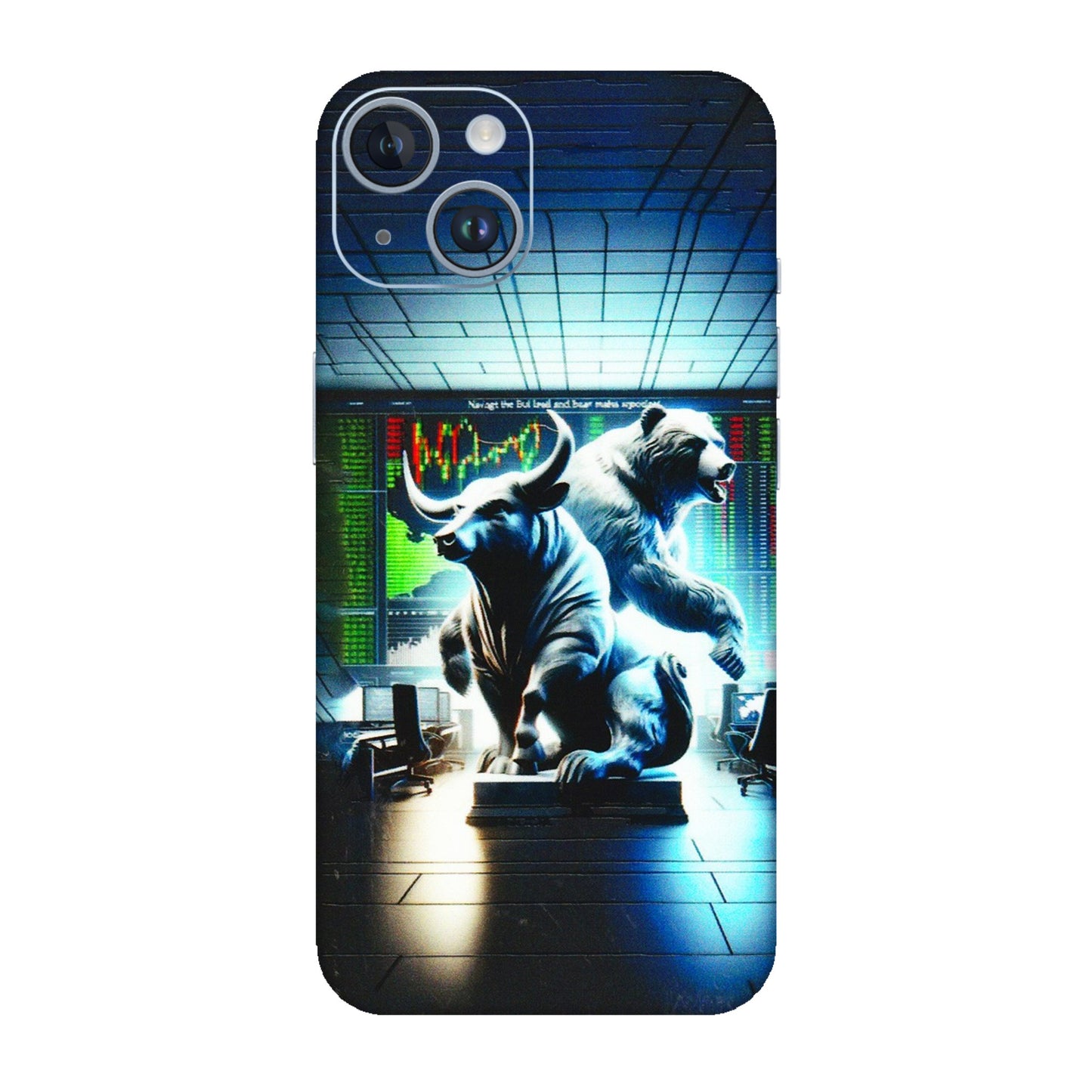 Apple iPhone Skins (All Models) - Stock Market Sensex Bear vs Bulls - 3D Embossed Finish (L-15) iPhone 14