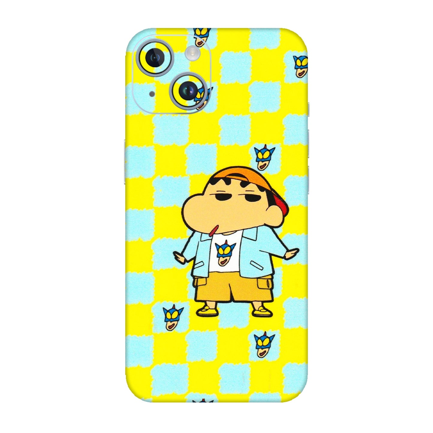 Apple iPhone Skins (All Models) - Yellow Blue Shinchan Cute - 3D Embossed Finish (L-221) iPhone 14