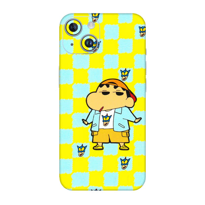 Apple iPhone Skins (All Models) - Yellow Blue Shinchan Cute - 3D Embossed Finish (L-221) iPhone 14