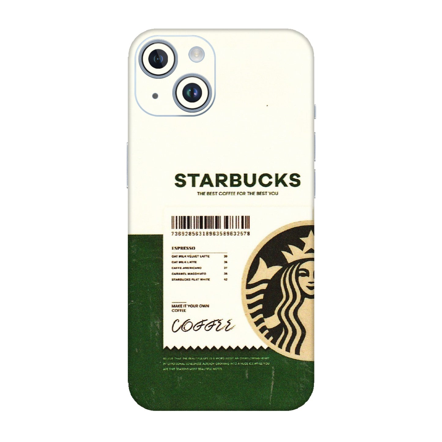 Apple iPhone Skins (All Models) - Starbucks Barcode - 3D Embossed Finish (L-308) iPhone 14
