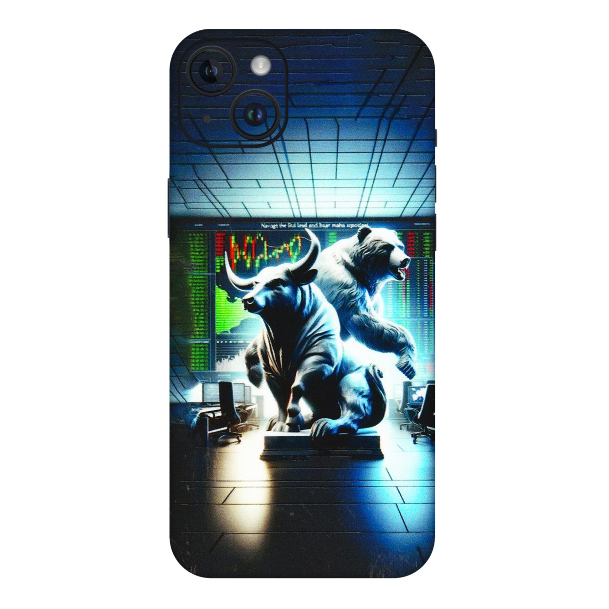 Apple iPhone Skins (All Models) - Stock Market Sensex Bear vs Bulls - 3D Embossed Finish (L-15) iPhone 14 Plus