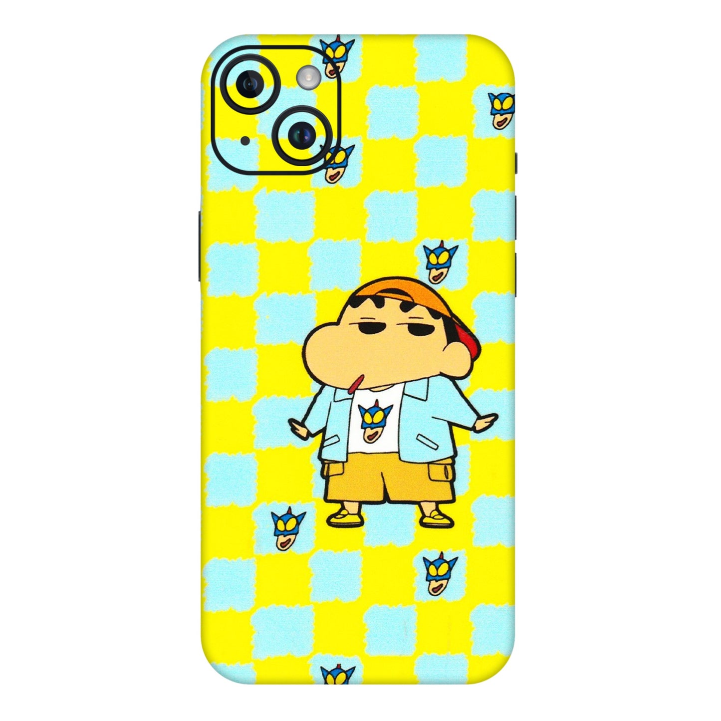 Apple iPhone Skins (All Models) - Yellow Blue Shinchan Cute - 3D Embossed Finish (L-221) iPhone 14 Plus
