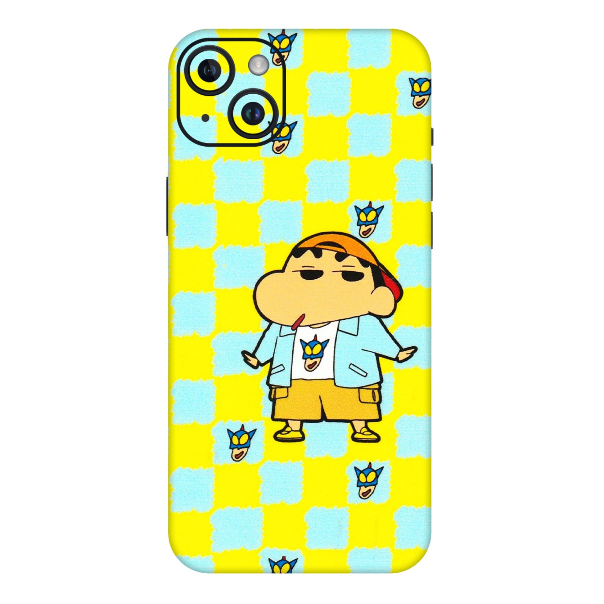 Apple iPhone Skins (All Models) - Yellow Blue Shinchan Cute - 3D Embossed Finish (L-221) iPhone 14 Plus