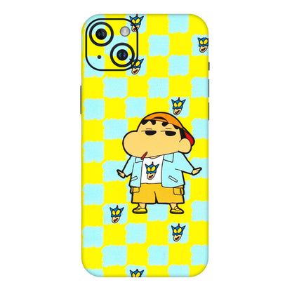Apple iPhone Skins (All Models) - Yellow Blue Shinchan Cute - 3D Embossed Finish (L-221) iPhone 14 Plus