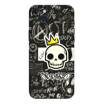 Apple iPhone Skins (All Models) - Funny Skull Black Chalk Grafitti - 3D Embossed Finish (L-22) iPhone 14 Plus