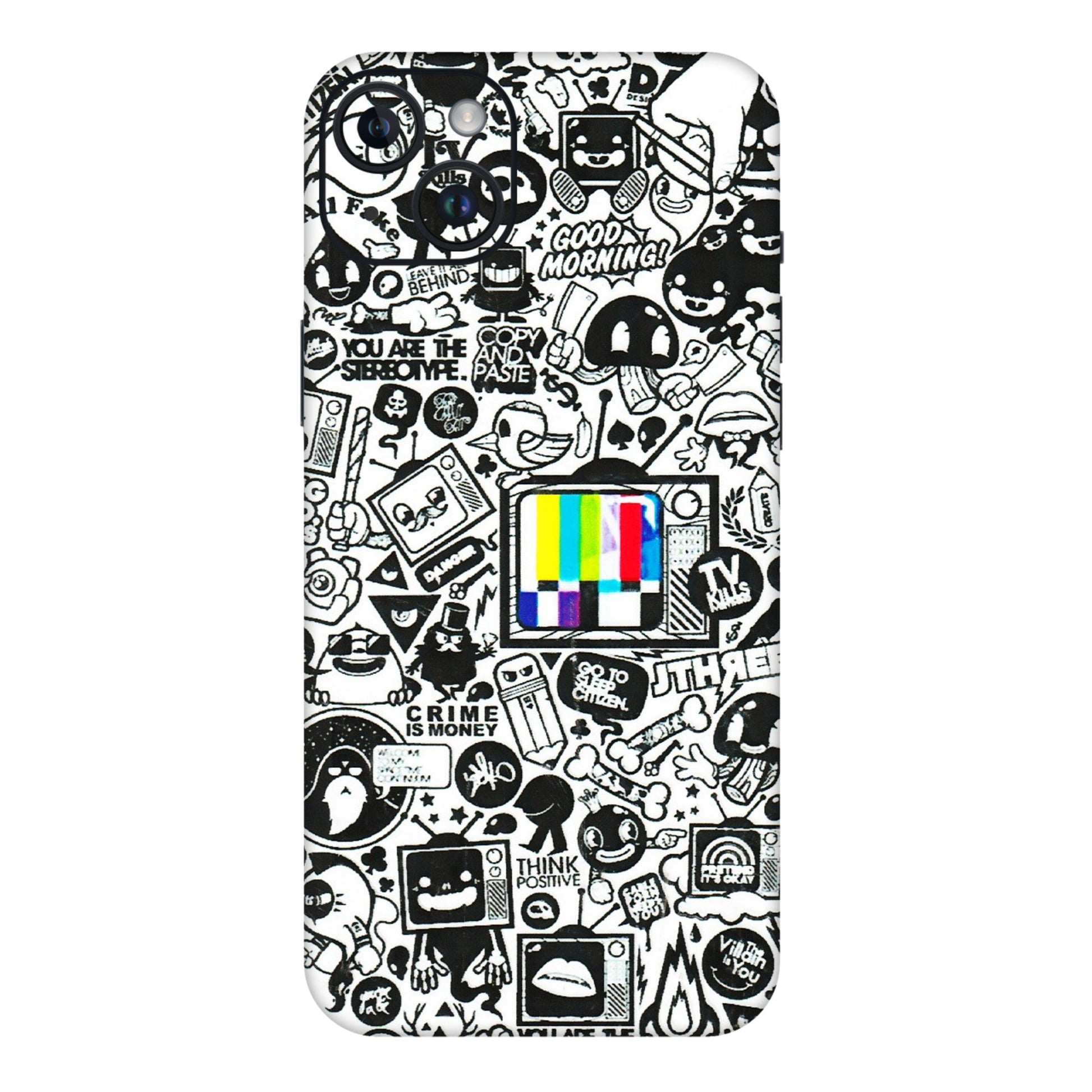 Apple iPhone Skins (All Models) - Doodles Positive Art - 3D Embossed Finish (L-263) iPhone 14 Plus