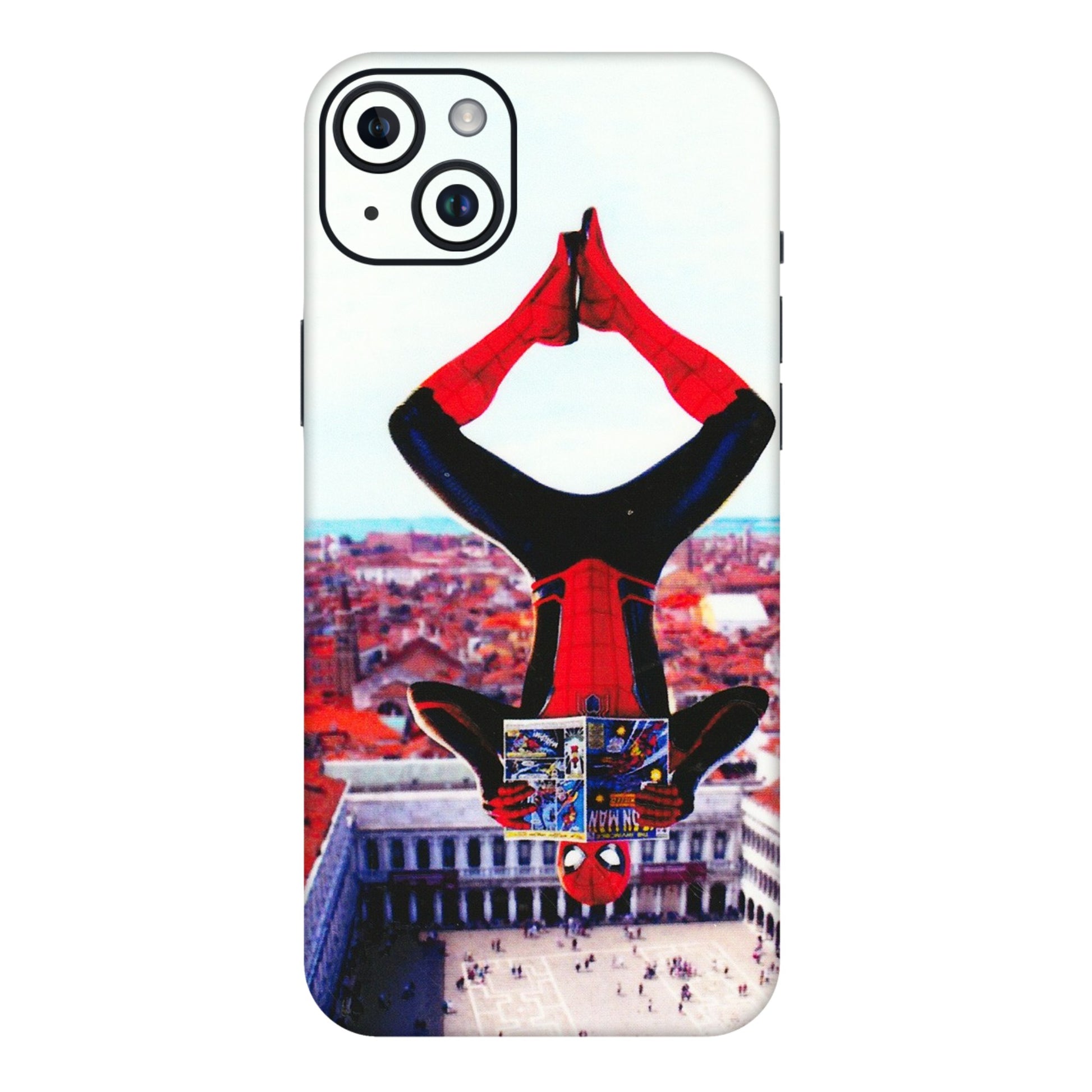 Apple iPhone Skins (All Models) - Spiderman Hanging - 3D Embossed Finish (L-53) iPhone 14 Plus