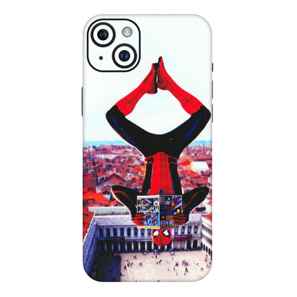 Apple iPhone Skins (All Models) - Spiderman Hanging - 3D Embossed Finish (L-53) iPhone 14 Plus