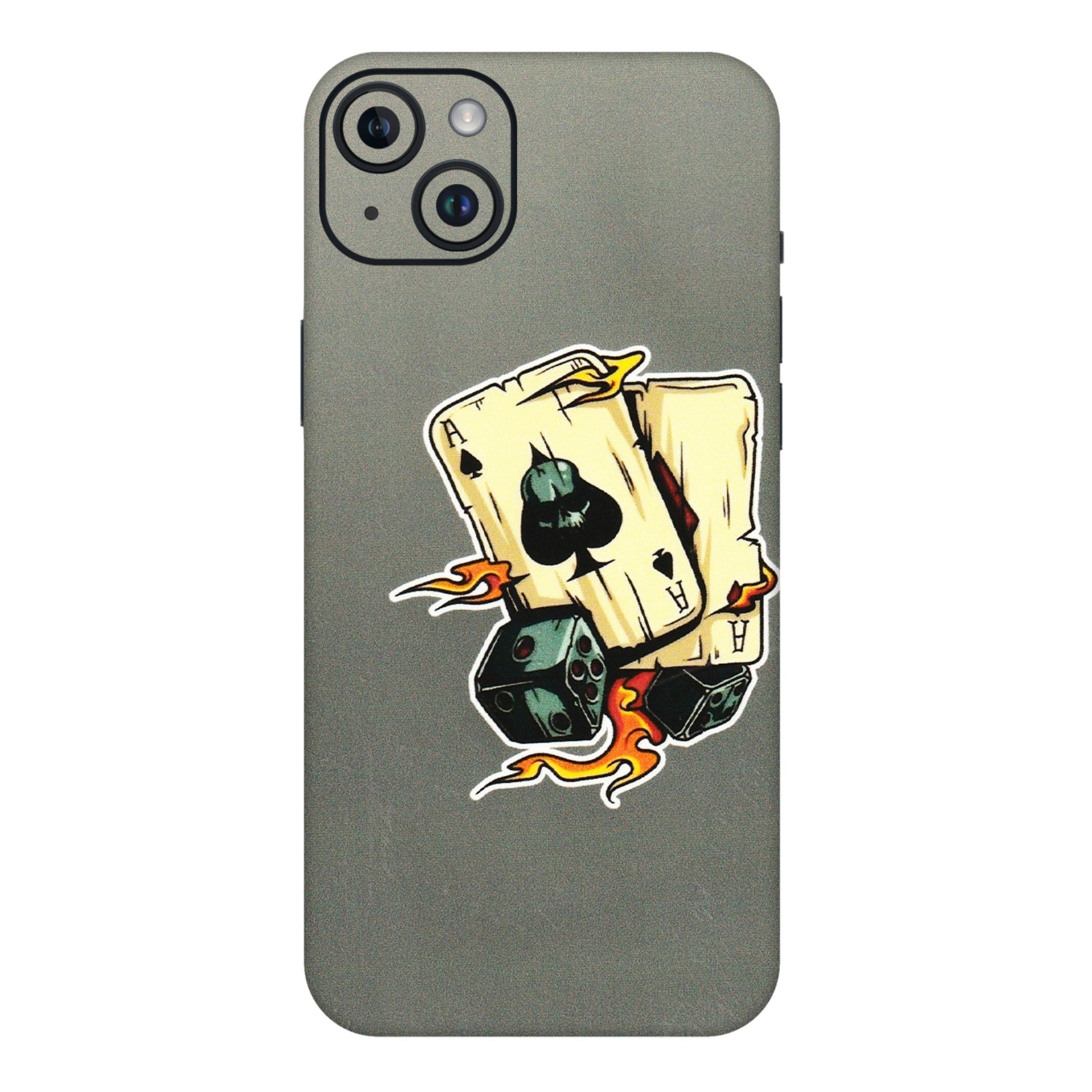 Apple iPhone Skins (All Models) - Grey Cards Of Ace - 3D Embossed Finish (L-77) iPhone 14 Plus