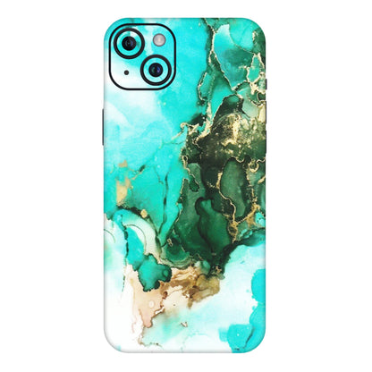 Apple iPhone Skins (All Models) - The Blue Gold Marble - Matte Finish (M-124) iPhone 14 Plus