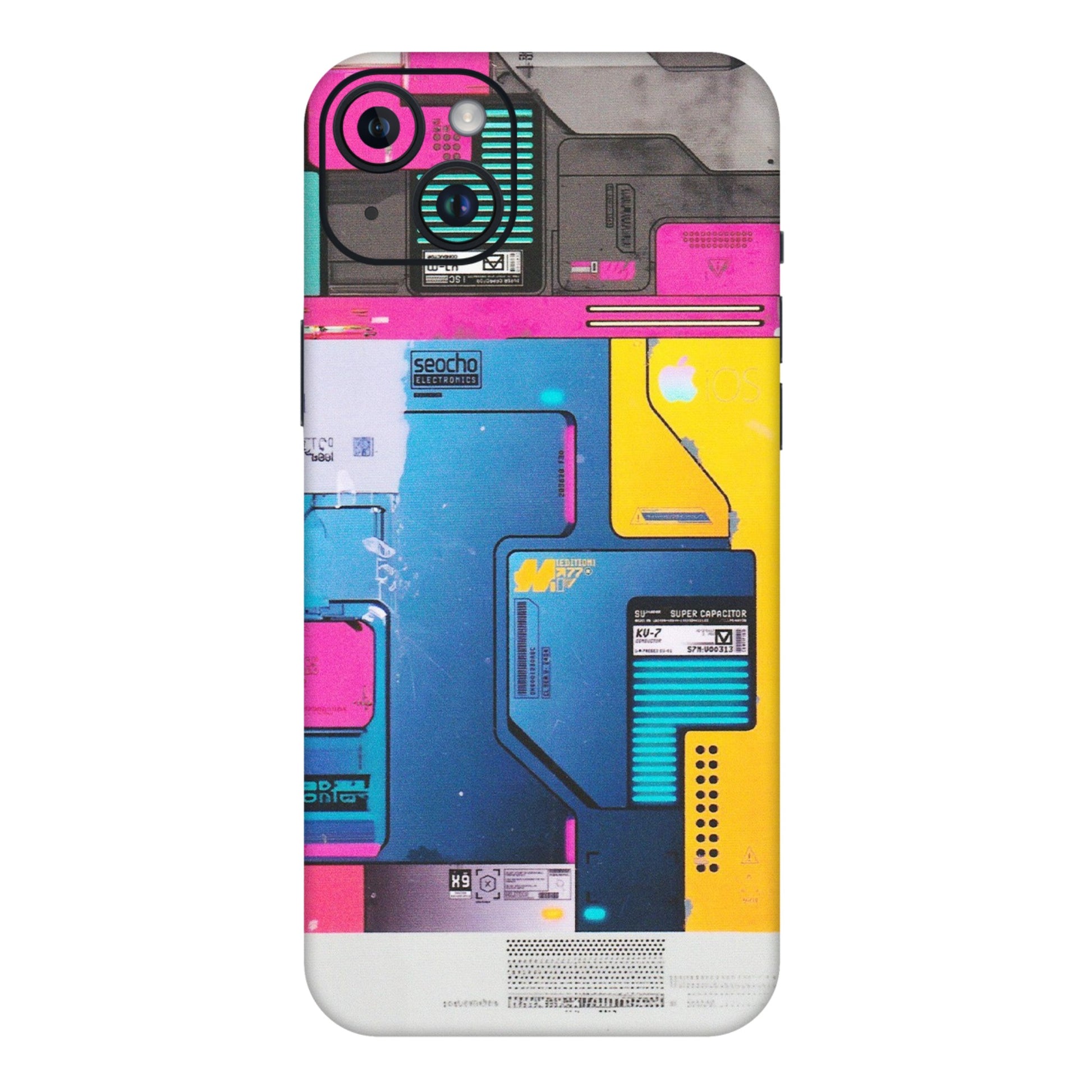 Apple iPhone Skins (All Models) - Colourfull Motherboard Internals - Matte Finish (M-55) iPhone 14 Plus